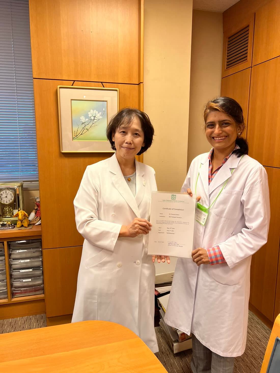 Asia Cornea Society Santen Education Grant 2023 — Certificate at Kyoto Prefectural University of Medicine