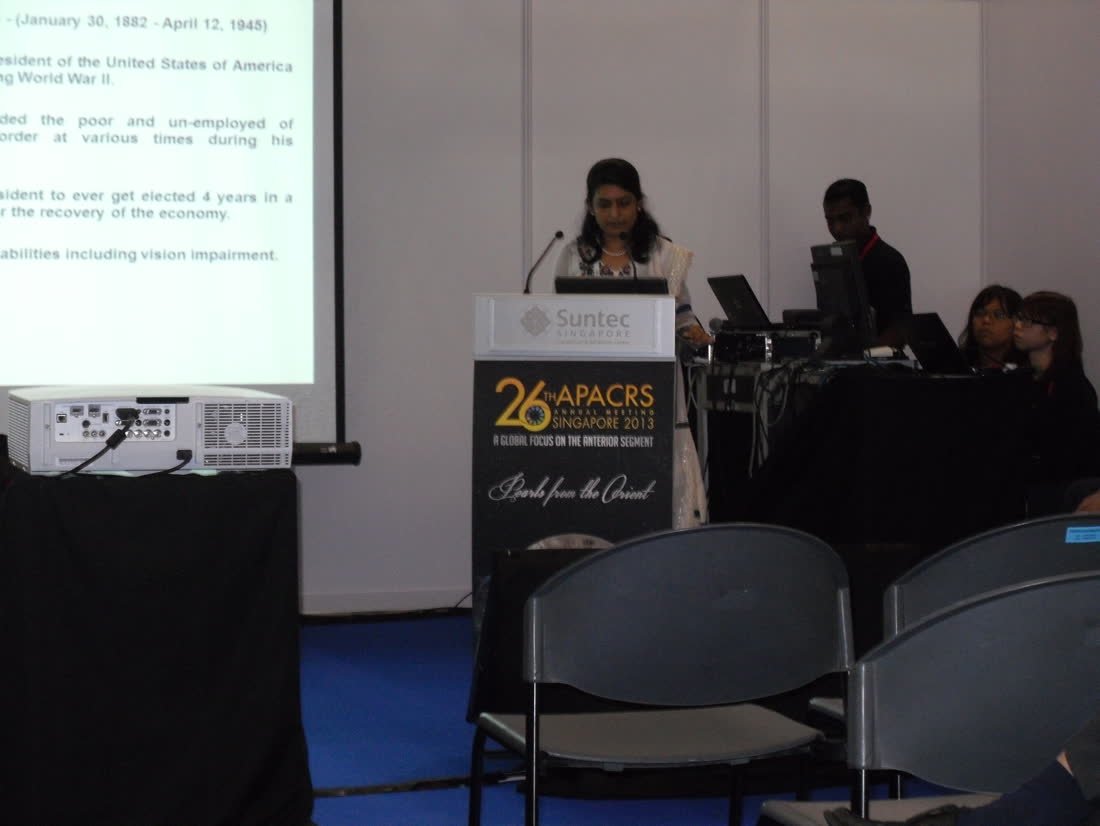 Presenting at 26th APACRS Conference — Suntec, Singapore, 2013